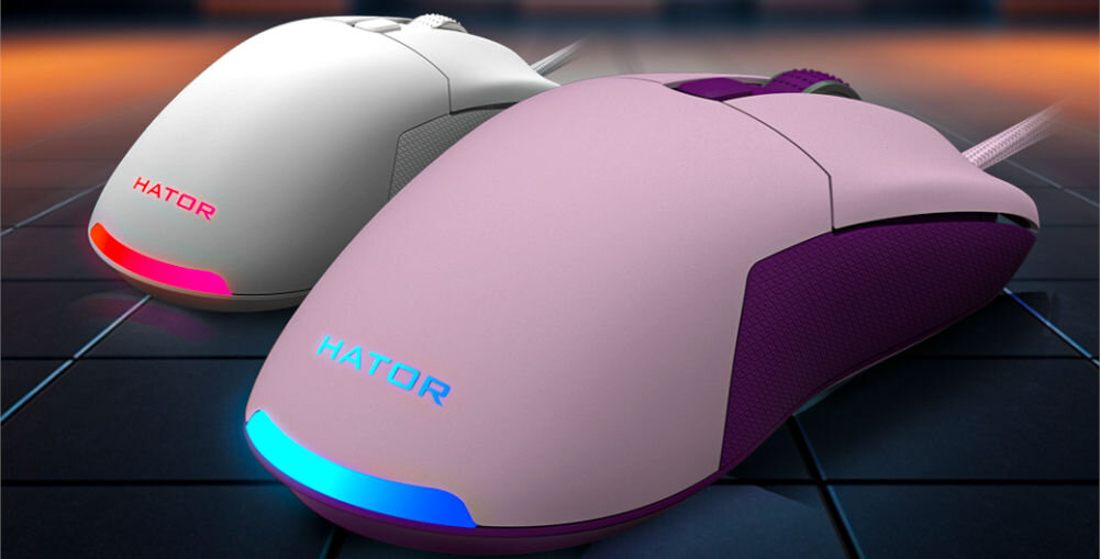 Mysz HATOR Pulsar 2 Liliowy dwie strefy podświetlenia RGB 16,8 milionów kolorów