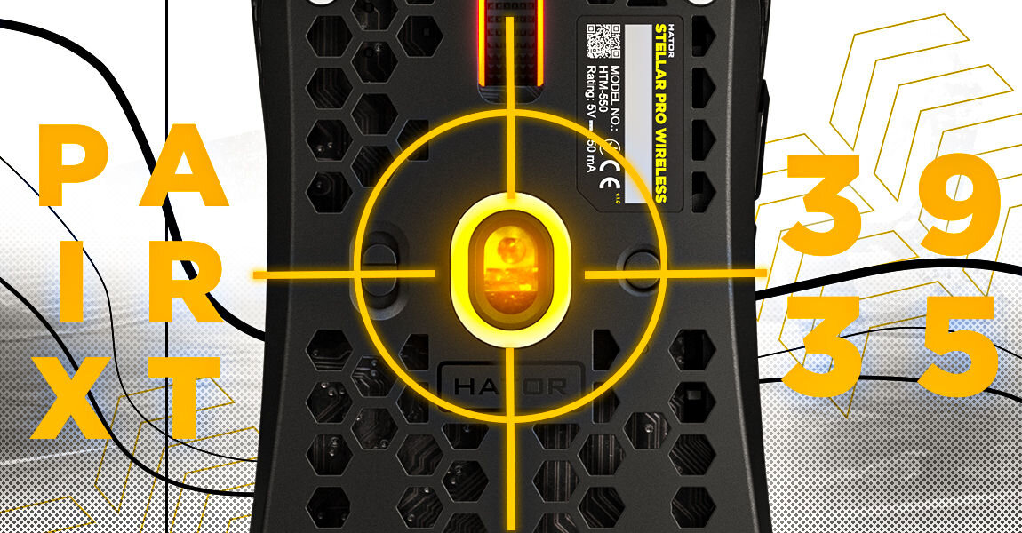 Mysz HATOR Stellar Pro Wireless Czarny precyzyjny sensor PixArt 3395 26000 DPI