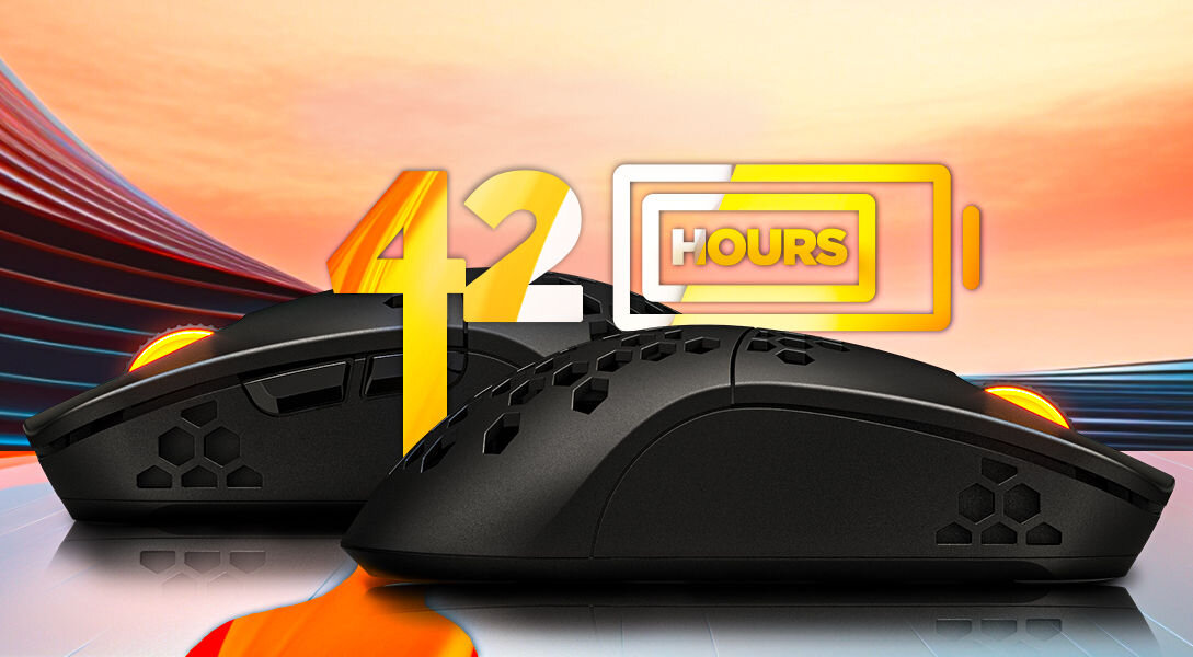 Mysz HATOR Stellar Pro Wireless Czarny akumulator 300 mAh ok. 42 godzin użytkowania bez konieczności ładowania