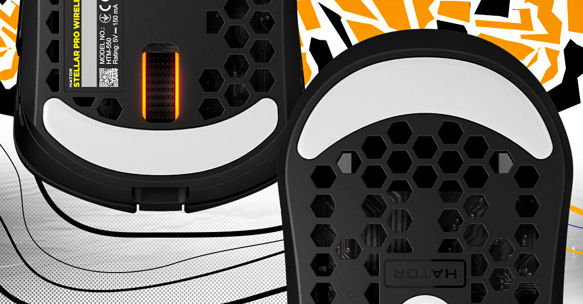 Mysz HATOR Stellar Pro Wireless Czarny teflonowe ślizgi