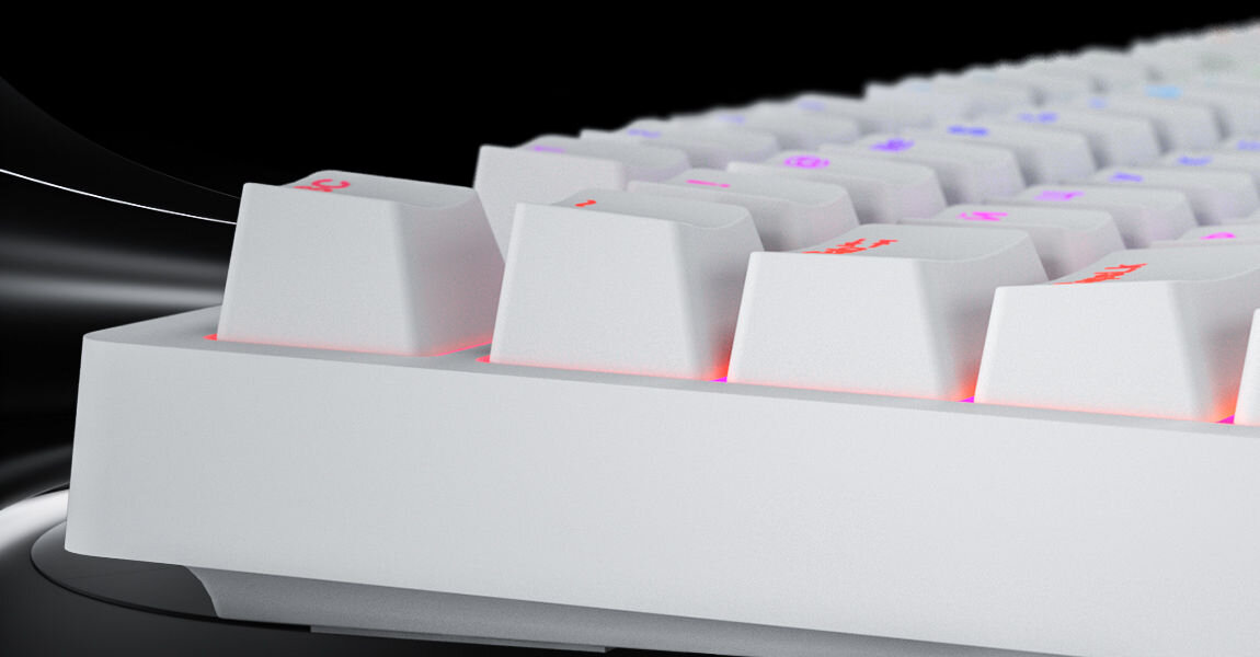 Klawiatura HATOR Rockfall 2 Mecha Linear Biały izolacja wibracji i hałasu pianka dźwiękowa EVA aluminiowa płytka