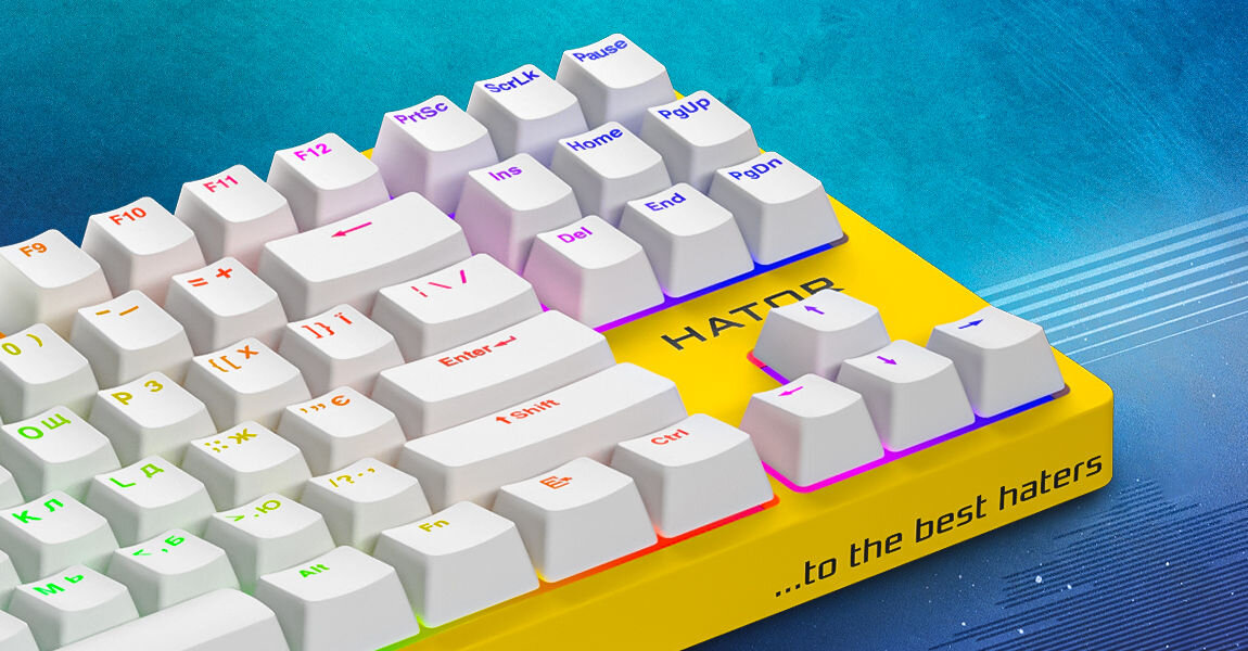 Klawiatura HATOR Rockfall 2 Mecha TKL Linear Czarny nakładki na klawisze z materiału PBT jasne podświetlenie RGB trwałość nakładek