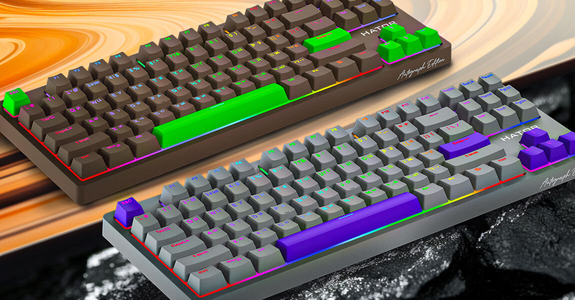 Klawiatura HATOR Rockfall 2 Mecha Tactile Autograph Edition Titanium izolacja wibracji i hałasu pianka dźwiękowa EVA podkładki Poron