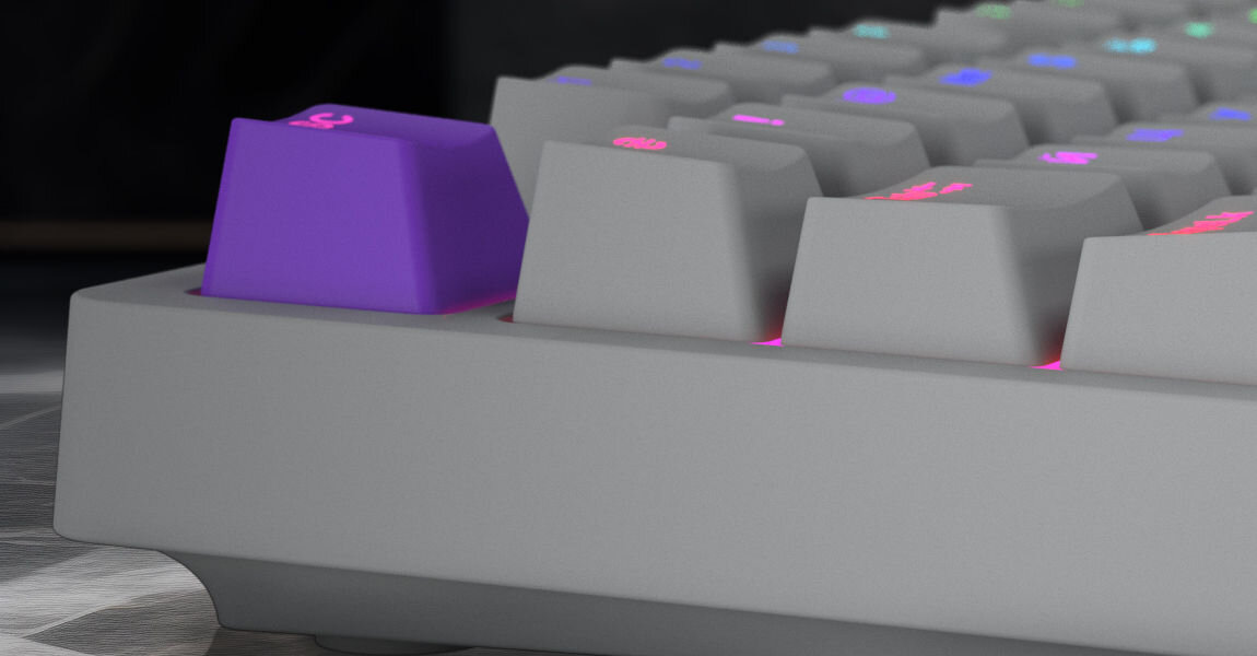Klawiatura HATOR Rockfall 2 Mecha Tactile Autograph Edition Titanium nakładki na klawisze z materiału PBT jasne podświetlenie RGB trwałość nakładek
