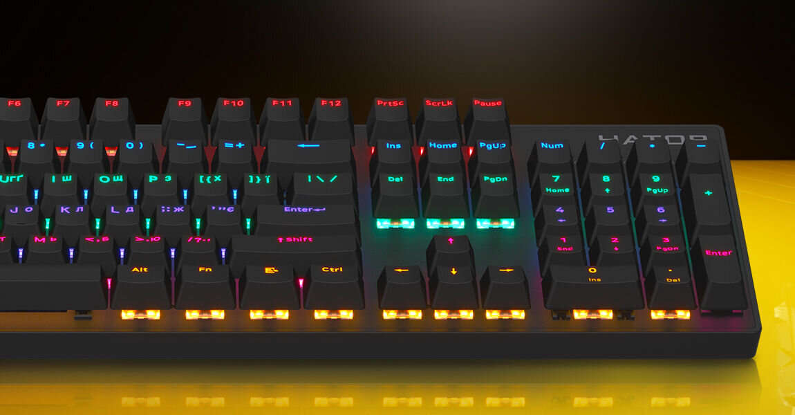 Klawiatura HATOR Starfall Rainbow HTK-608 Nakładki na klawisze  z technologii podwójnego odlewania ABS 
