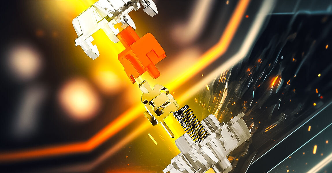 Klawiatura HATOR Skyfall 2 TKL Pro Biały przełączniki Aurum Ogange fabrycznie nasmarowane długie sprężyny obudowa z tworzywa ROM trzonek z POK złote styki kompozytowe