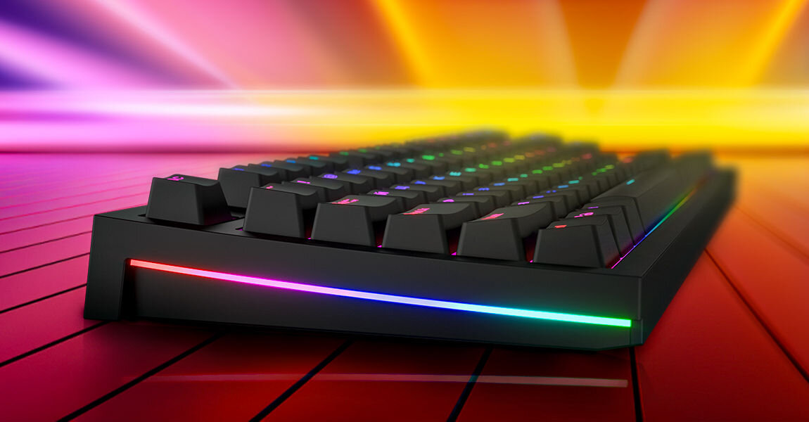 Klawiatura HATOR Skyfall 2 TKL Pro Biały pełne podświetlenie RGB możliwość indywidualnego ustawienia kolorów i efektów dla każdego klawisza oraz osobne programowanie stref bocznych podświetleń