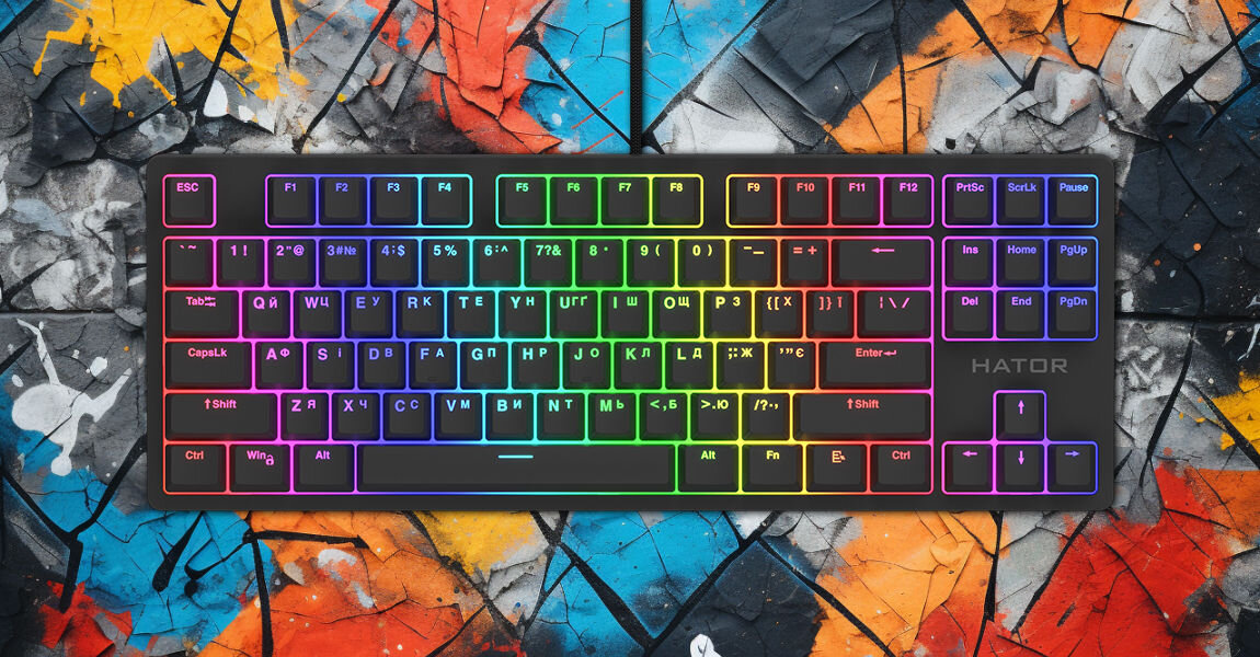 Klawiatura HATOR Rockfall 2 TKL Optica Biały izolacja wibracji i hałasu pianka dźwiękowa EVA