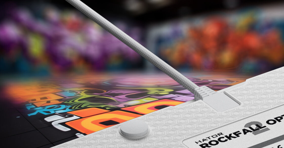 Klawiatura HATOR Rockfall 2 TKL Optica Biały odczepiany kabel USB-A / USB-C o długości 1,8 m