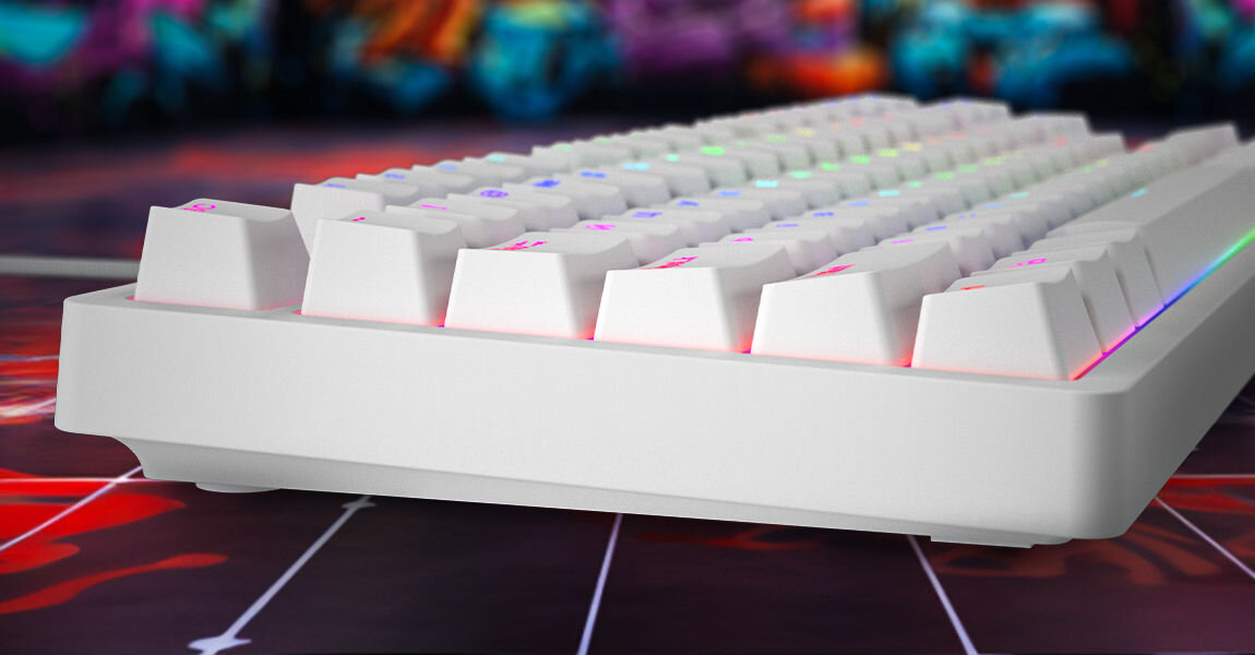 Klawiatura HATOR Rockfall 2 TKL Optica Biały nakładki na klawisze z materiału PBT jasne podświetlenie RGB trwałość nakładek