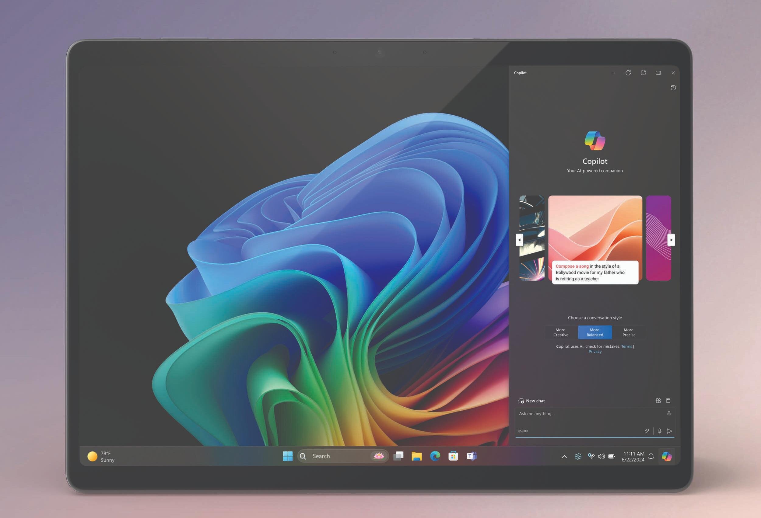 Laptop MICROSOFT Surface Pro Copilot+ PC - PixelSense Flow Dolby Vision IQ 2304 x 1536 px