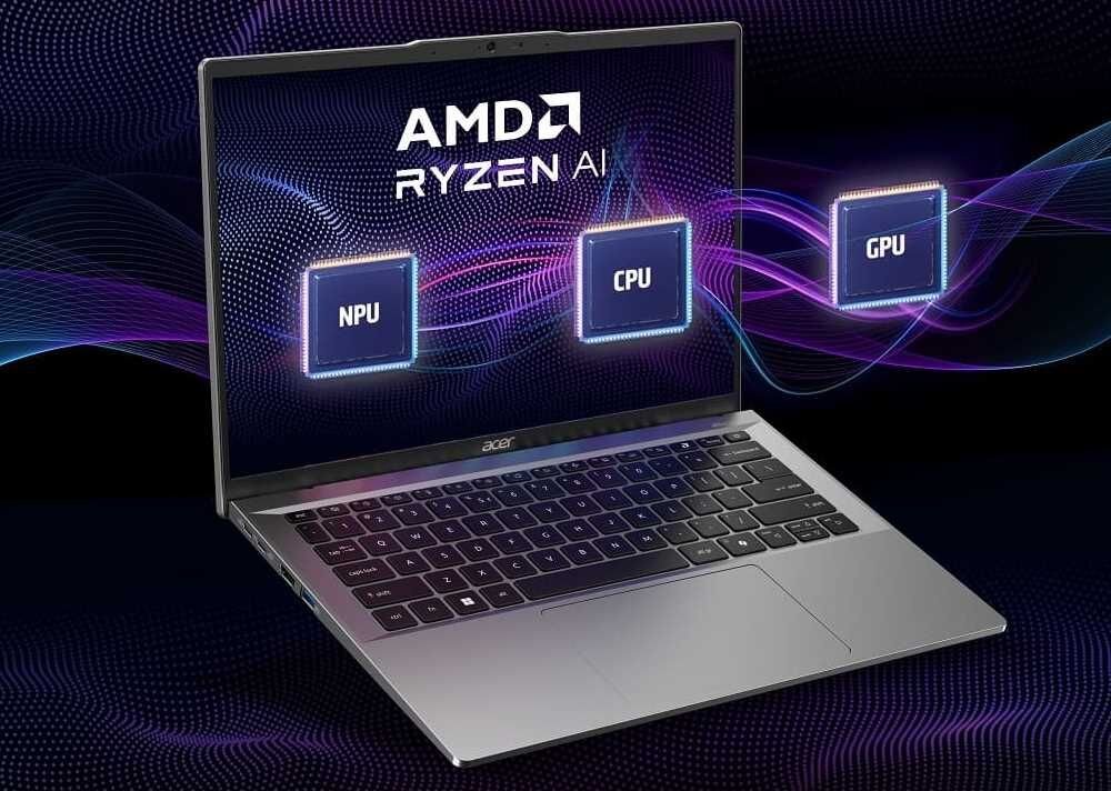 Laptop ACER Swift Go 14 SFG14-63-R19Q 14 OLED R5-8645HS 16GB RAM 512GB SSD Windows 11 Home wsparcie dla AI automatyczne kadrowanie zaawansowane rozmycie tła korekcja spojrzenia TNR