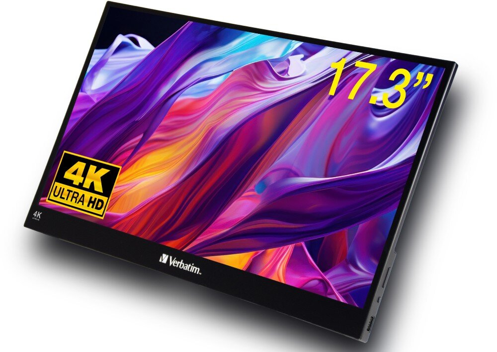 Monitor VERBATIM PMT-17-4K 17.3 3840x2160px IPS rozdzielczość jakość matryca HDR
