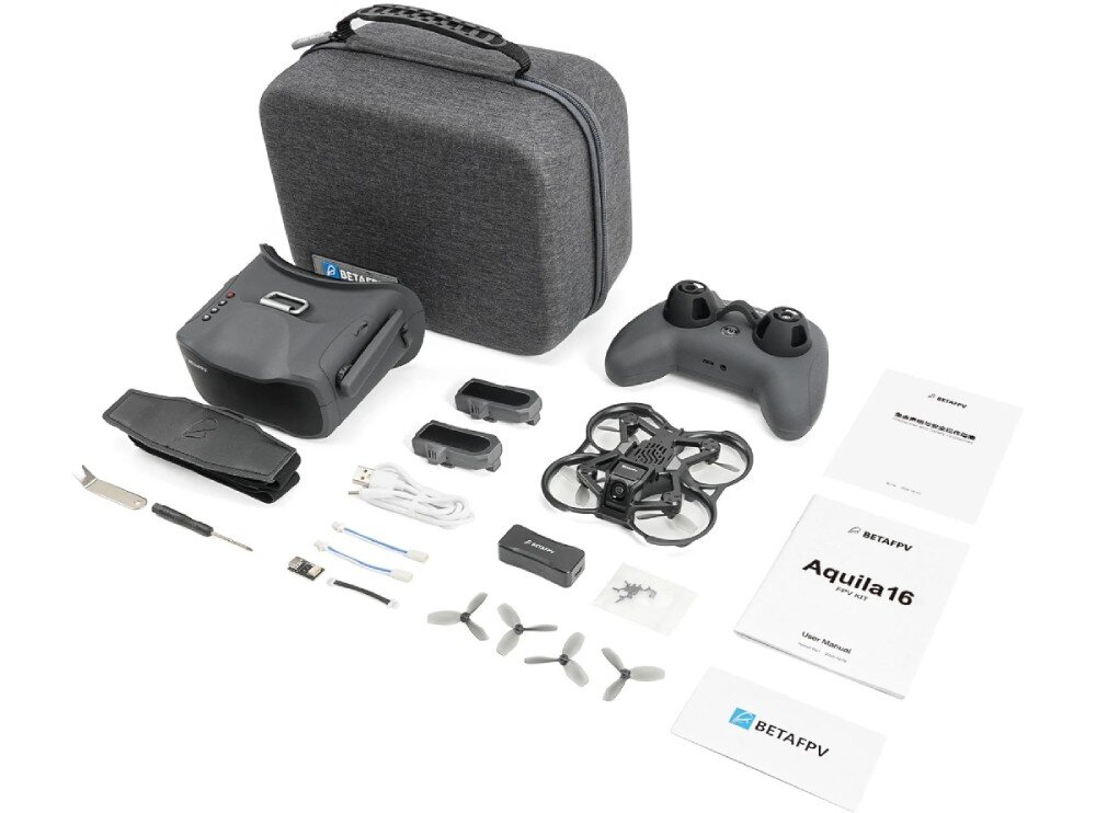 Dron BETAFPV Aquila 16 Zdjęcie zestawu na białym tle