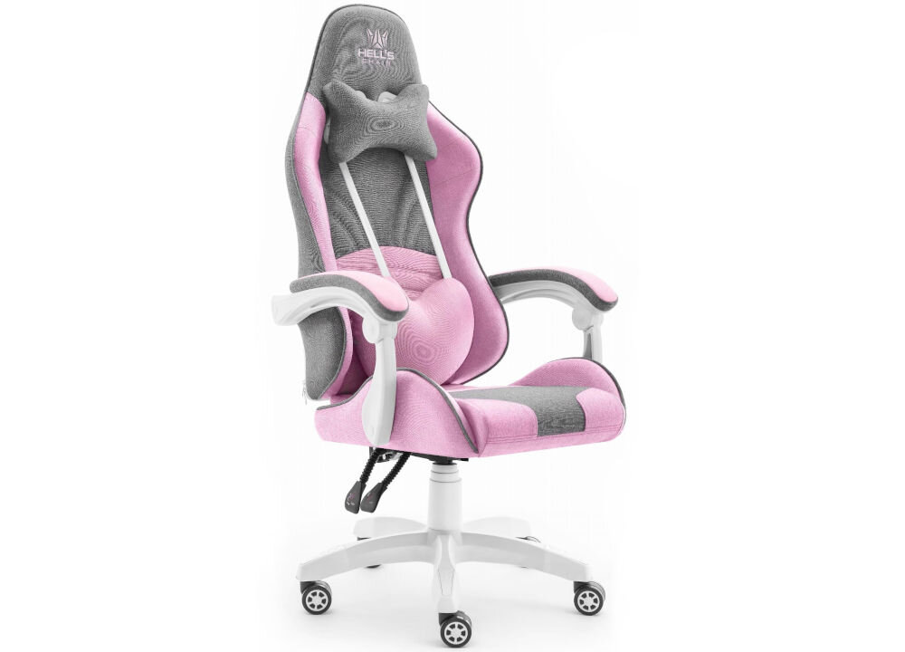 Fotel HELL'S CHAIR Rainbow Kids Szaro-różówy prezentacja fotela od przodu pod kątem na białym tle wyróżniający się design komfort elegancka forma