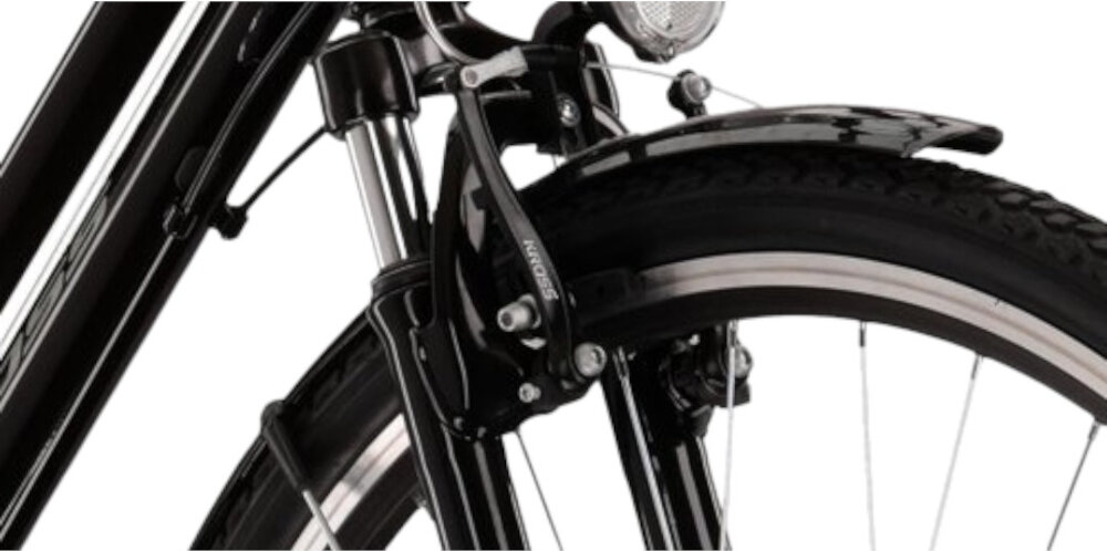 Rower trekkingowy KROSS Trans 1.0 D15 28 cali damski Czarno-szary podstawa bezpieczenstwa aluminiowe hamulce typu V-Brake na przod i na tyl lekkie duza sila hamowania