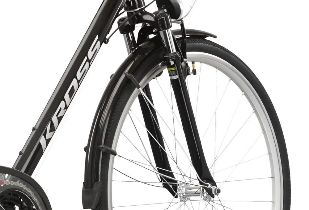 Rower trekkingowy KROSS Explorer 2.0 M17 28 cali męski Czarno-srebrny oswietlenie przednie tylne LED wymagane przez prawo drogowe