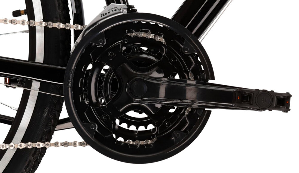 Rower trekkingowy KROSS Trans 1.0 M23 28 cali damski Czarno-szary korba WHEEL TOP typu 28x38x48T x 170mm lekka wydajna wolnobieg SUNRACE MFM2A wytrzyma duzy nacisk na pedaly