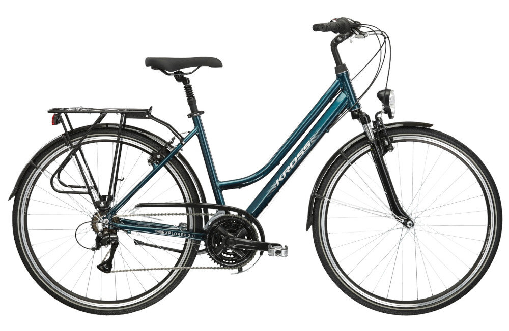 Rower trekkingowy KROSS Explorer 2.0 U19 28 cali Turkusowo-srebrny rama aluminiowa 19-calowa rower zwinny lekki latwo go podniesc rama odporna na korozje wybor rozmiaru ramy Twoj wzrost mierzony w zrelaksowanej pozycji typ roweru dla osob o wzroscie od 174 do 180 cm