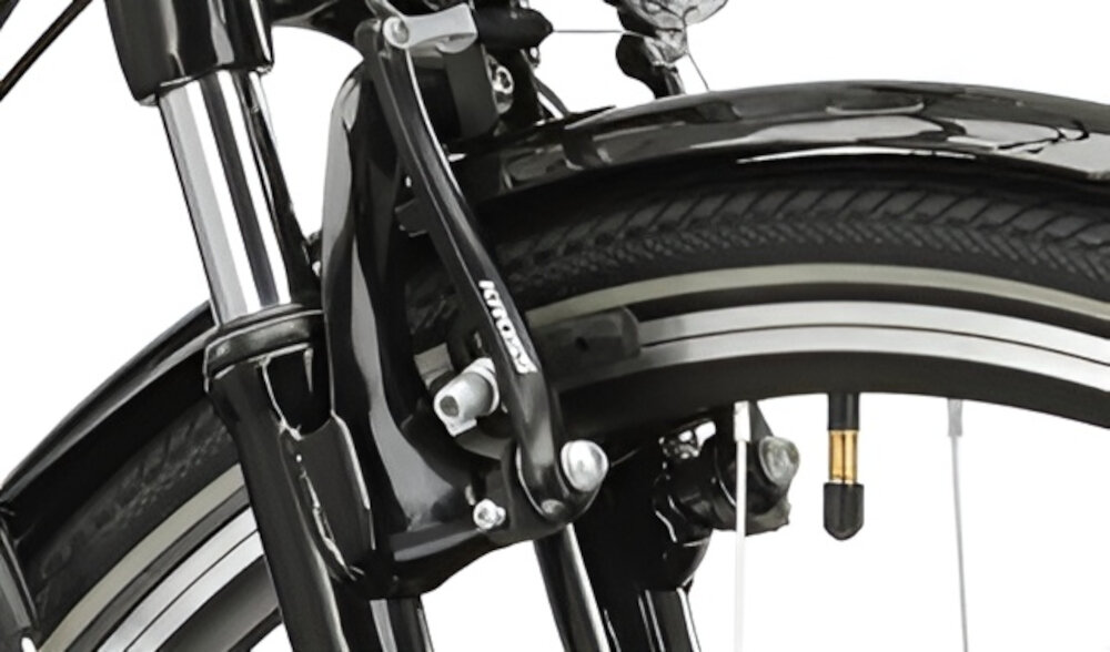 Rower trekkingowy KROSS Explorer 2.0 U19 28 cali Turkusowo-srebrny podstawa bezpieczenstwa hamulce SUNRACE typu V-Brake na przod i na tyl lekkie duza sila hamowania