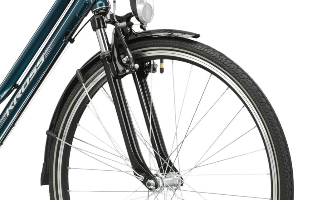 Rower trekkingowy KROSS Explorer 2.0 U19 28 cali Turkusowo-srebrny rower ttpu hardtail przedni amortyzator ZOOM typ 120E skok 30 mm niska masa roweru duza sztywnosc regulacja za pomoca sprezyny srubowej