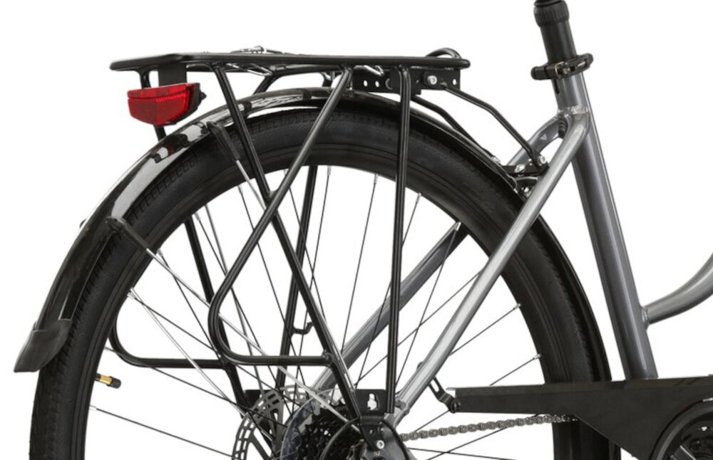 Rower trekkingowy KROSS Explorer 4.0 D17 28 cali damski Grafitowy bagaznik specjalne linki odpowiednio zabezpieczony bagaz