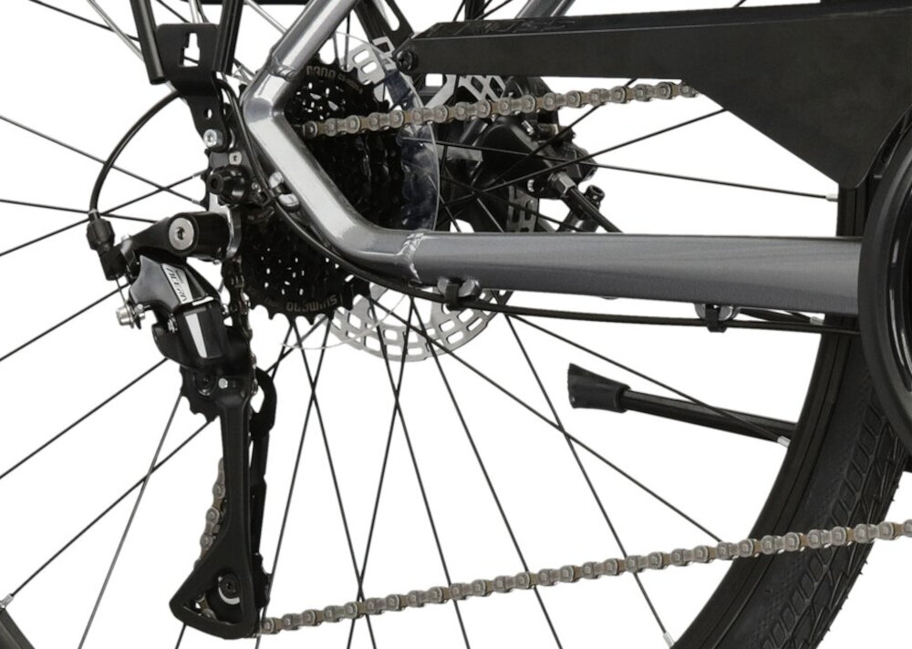 Rower trekkingowy KROSS Explorer 4.0 D17 28 cali damski Grafitowy przerzutki renomowanej marki SHIMANO duza wytrzymalosc sprawne dzialanie przednia przerzutka SHIMANO Tourney tylna przerzutka SHIMANO Deore profesjonalna jakosc wykonania znakomita funkcjonalnosc szeroki zakres przelozen