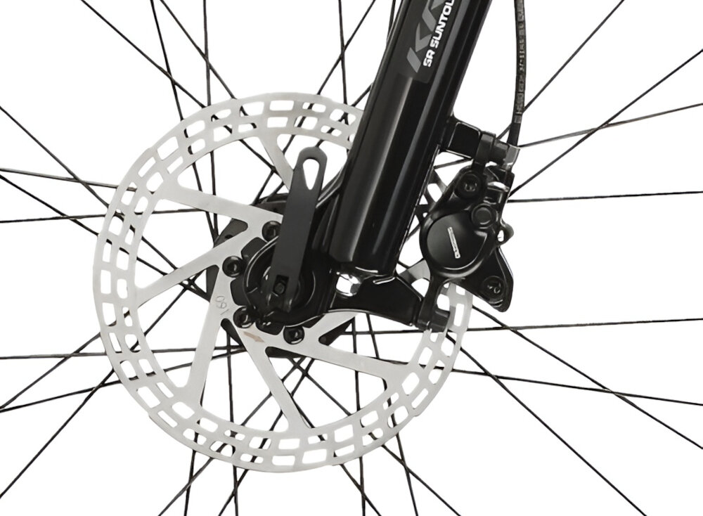 Rower górski MTB KROSS Lea 5.0 D14 27.5 cala damski Różowe złoto hamulce tarczowe hydrauliczne duza sila hamowania dzialaja w kazdych warunkach pogodowych i na kazdej trasie plyn hamulcowy hamulce z przodu i z tylu podwojny pakiet bezpieczenstwa
