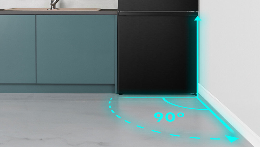 Lodówka HISENSE RB440N4WCE licowane drzwi otwieranie kąt wygoda