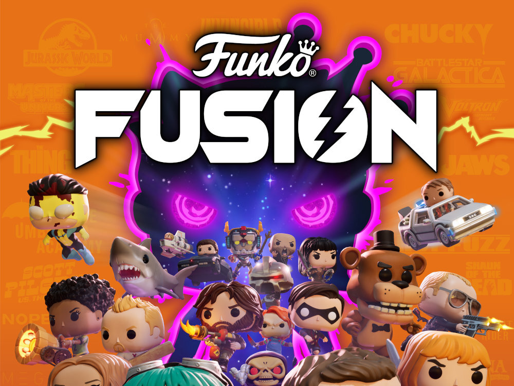 Funko Fusion logo gry z postaciami z roznych gier