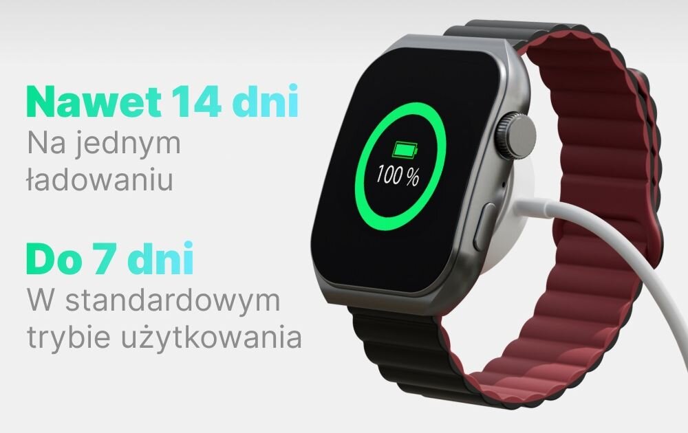 Smartwatch FOREVER Tiron SWM-300 ladowanie bezprzewodowe indukcja czas pracy czas dzialania