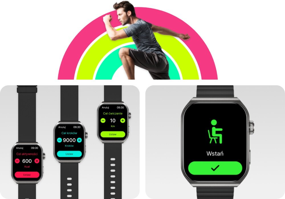 Smartwatch FOREVER Tiron SWM-300 tryby sportowe kroki kalorie dystans