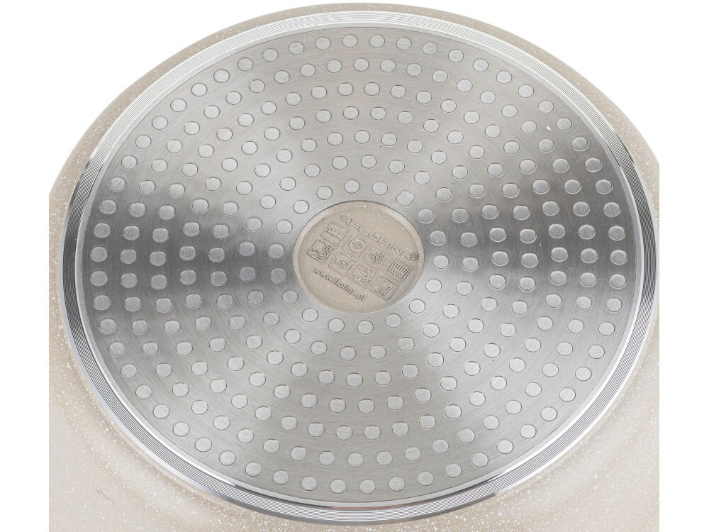 Garnek aluminiowy FLORINA Oslo 20CM 2,8L Kremowy odwrócony garnek dno kremowy kolor garnka białe tło w każdej kuchni na kuchenkach gazowych ceramicznych elektrycznych indukcyjnych uniwersalne rozwiązanie dostosowanie do różnych technologii gotowania solidne dno stabilność równomierne nagrzewanie praktyczne narzędzie 