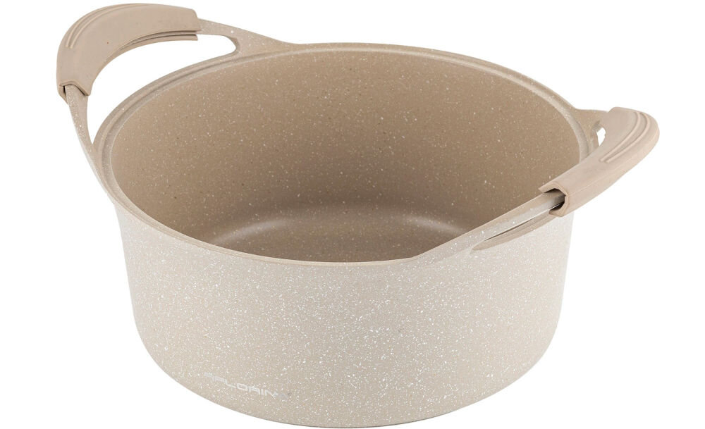 Garnek aluminiowy FLORINA Oslo 24CM 4,3L Kremowy garnek stojący bokiem otwarty bez przykrywki dno rączki kolor kremowy  z odlewanego aluminium solidność optymalnie przewodzi ciepło równomiernie i efektywnie gotowane potrawy szybsze przygotowywanie dań zdrowe gotowanie 