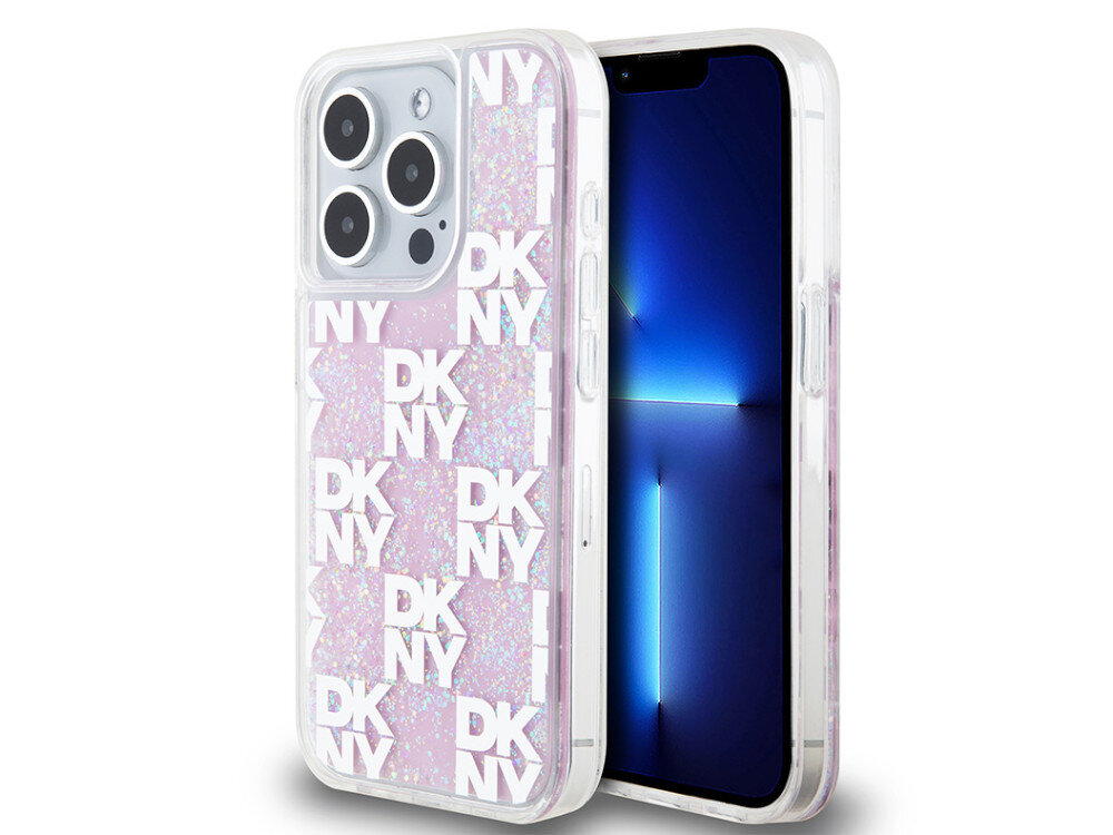 Etui DKNY Liquid Glitter Multilogo Nowy Jork migoczący brokat drobne loga marki 