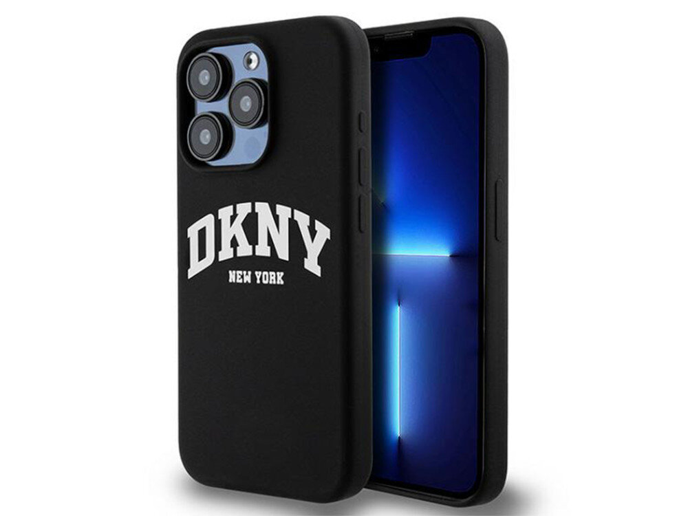 Etui DKNY Liquid Silicone White Printed Logo centralnie umieszczone logo marki 