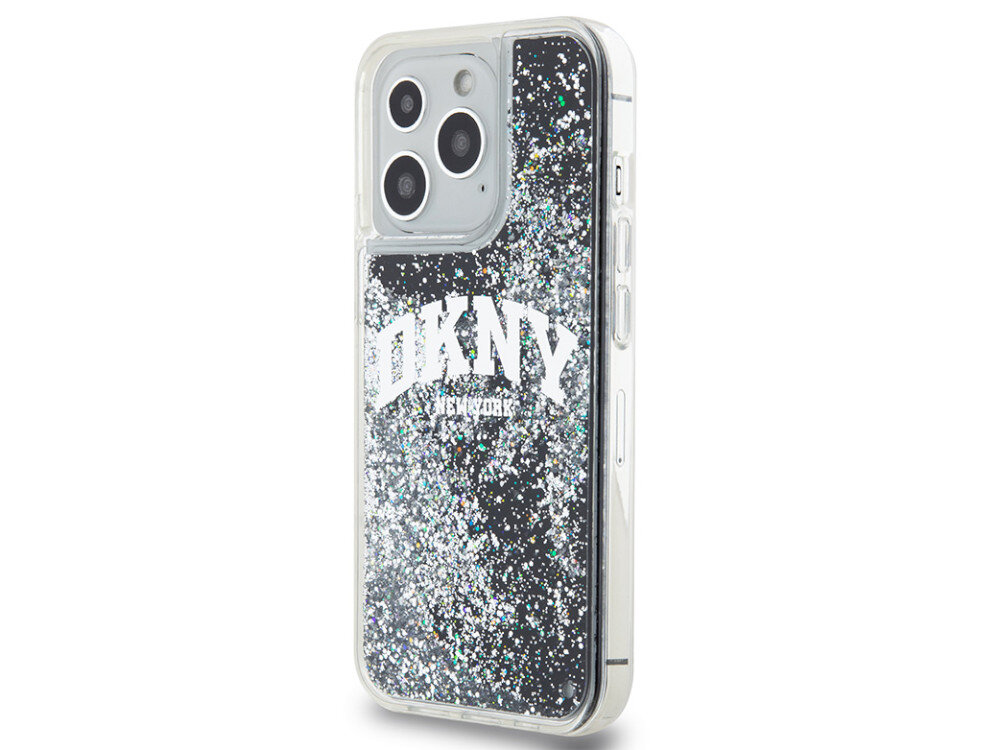 Etui DKNY Liquid Glitter Big Logo idealnie przylega do Twojego telefonu skutecznie amortyzuje wstrząsy