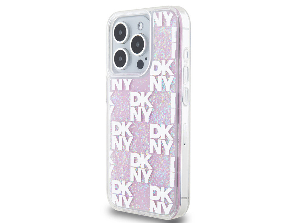 Etui DKNY Liquid Glitter Multilogo poliuretanu Elastyczne boki chronią ramkę urządzenia