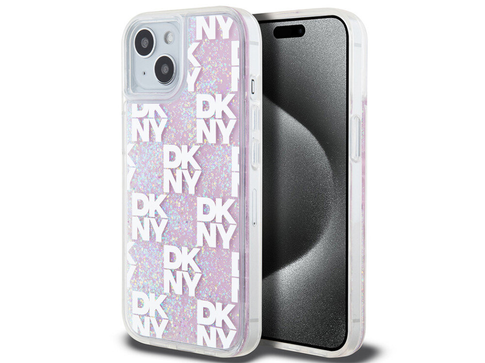 Etui DKNY Liquid Glitter Multilogo Nowy Jork migoczący brokat drobne loga marki