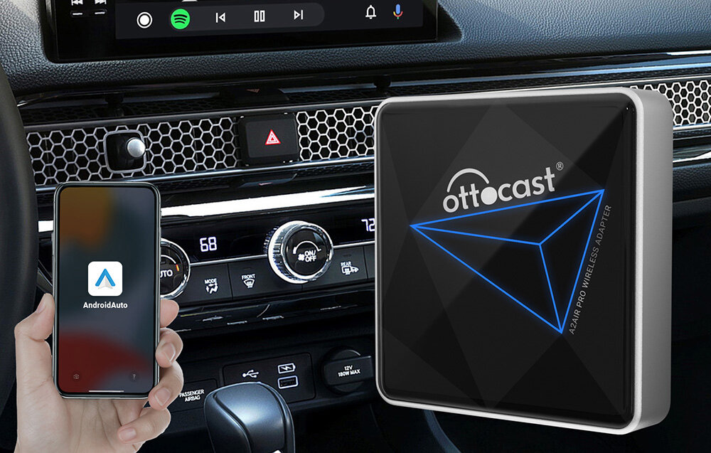 Adapter OTTOCAST CP82 A2-AIR Pro Bezprzewodowy CarPlay Czarny bezprzewodowy bez konieczności używania kabli o 20% większą szybkość od poprzedniego modelu
Bluetooth 5.0 Wi-Fi 5 GHz przycisk do szybkiego rozłączenia telefonu zasilanie USB-C