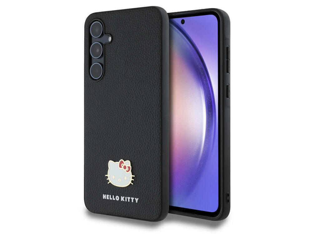 Etui Hello Kitty Metal Logo Kitty Head - czarne, skóra ekologiczna, twarde, urocze