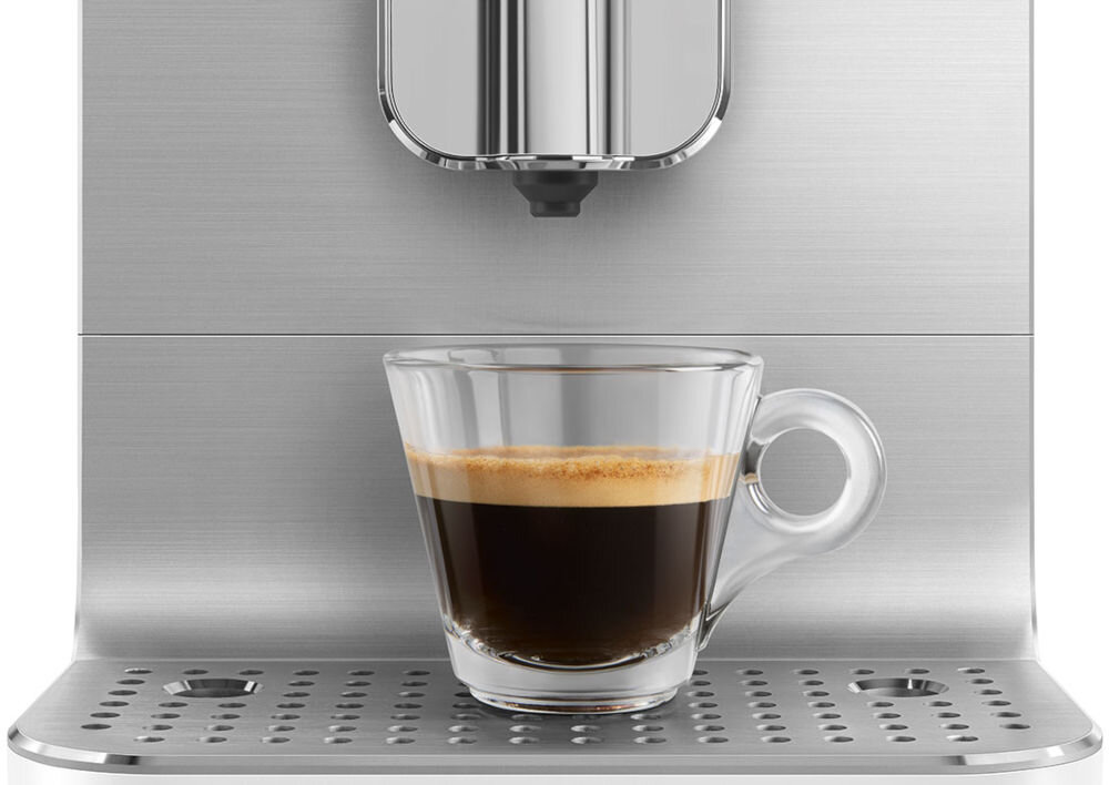 Ekspres SMEG BCC13BLMEU dwa menu białe i pomarańczowe białe menu espresso czarna kawa cappuccino latte macchiato pomarańczowe mwnu lekkie espresso caffe lungo americano espresso macchiato spienione mleko