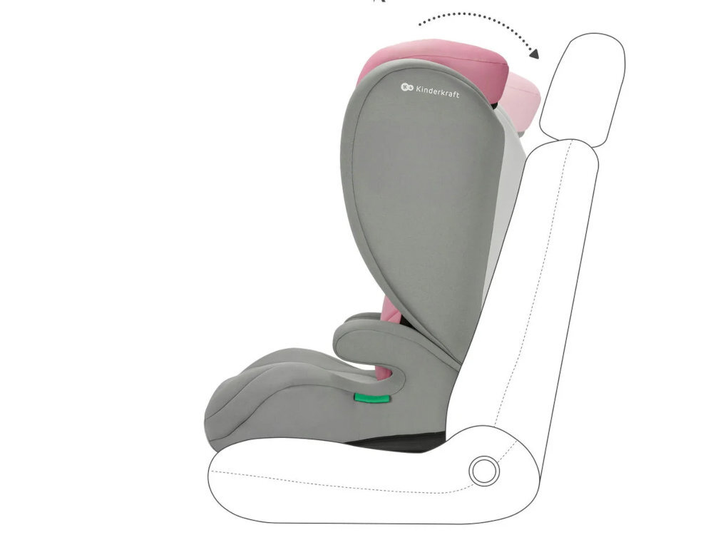 Fotelik samochodowy KINDERKRAFT I-Spark i-Size 2w1 9-36 kg Zielony mozliwosc dopasowania oparcia do kanapy samochodu stabilnosc bezpieczestwo elastyczne ustawienie wygodna pozycja