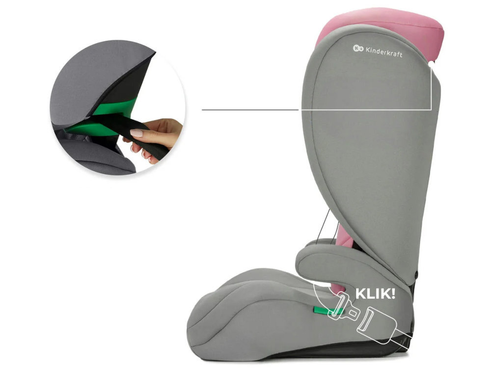 Fotelik samochodowy KINDERKRAFT I-Spark i-Size 2w1 9-36 kg Zielony bezpieczny prosty montaz przypiac pasami bezpieczestwa w trzech punktach pelen zakres bezpiecznej jazdy prowadnice pasow bezpieczenstwa