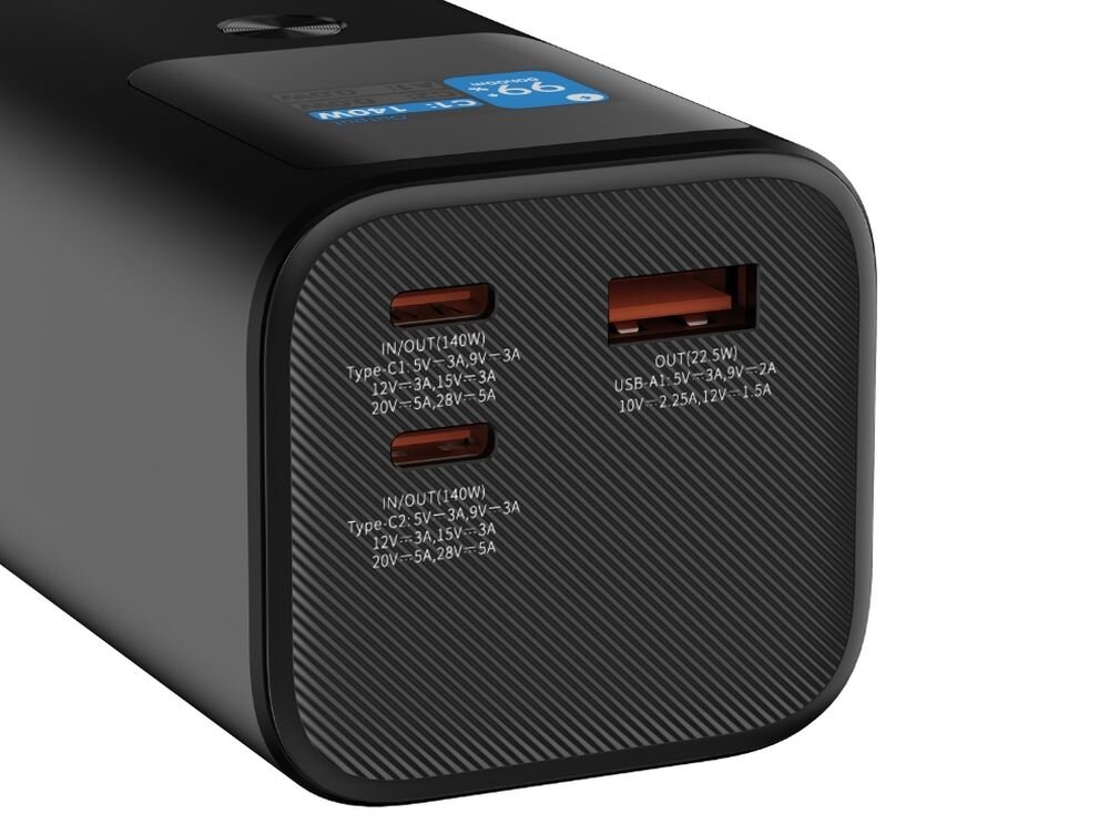 Powerbank CANYON PB-2010 27000 mAh 140W Ciemnoszary dwa porty szybkie ladowanie power delivery usb-a usb pd 3.1