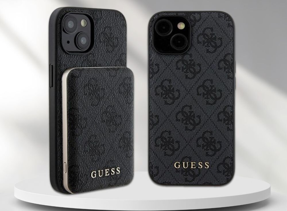 Etui GUESS 4G Metal Logo + powerbank ochrona ladowanie styl funkcjonalnosc telefon smartfon guess top marka ekskluzywnosc