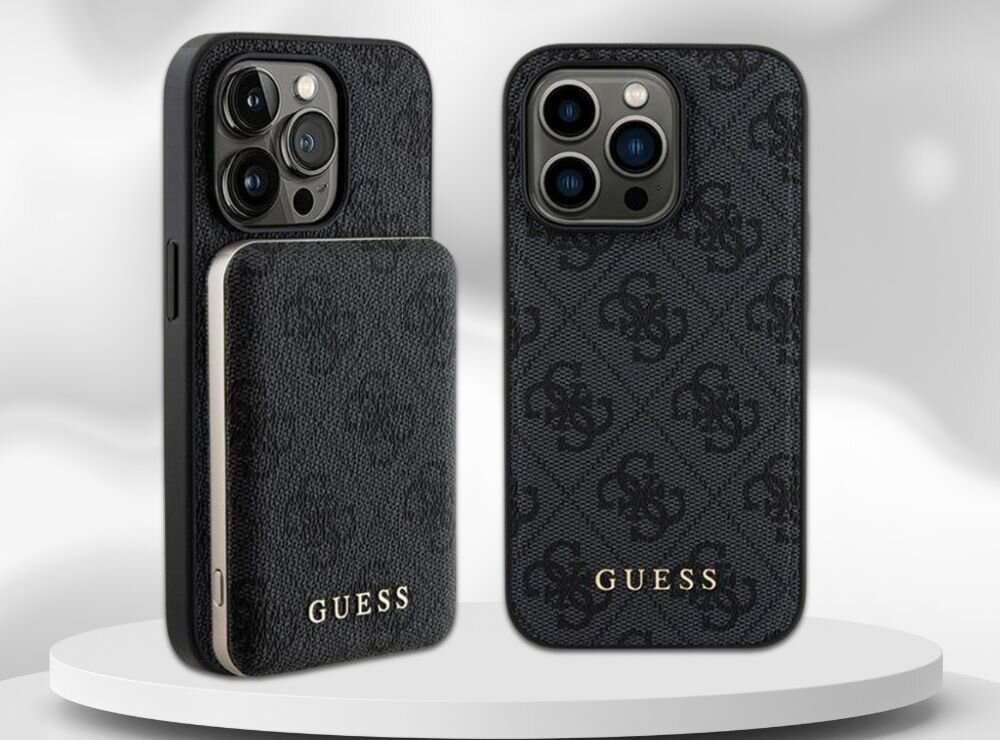 Etui GUESS 4G Metal Logo + powerbank ochrona ladowanie styl funkcjonalnosc telefon smartfon guess top marka ekskluzywnosc