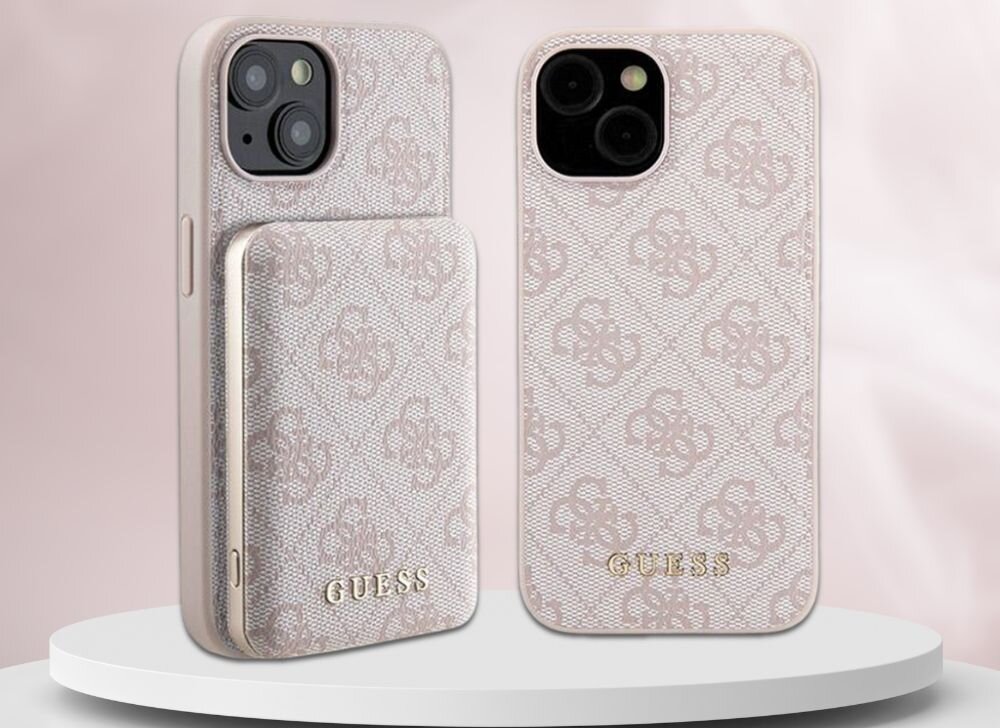 Etui GUESS 4G Metal Logo + powerbank ochrona ladowanie styl funkcjonalnosc telefon smartfon guess top marka ekskluzywnosc