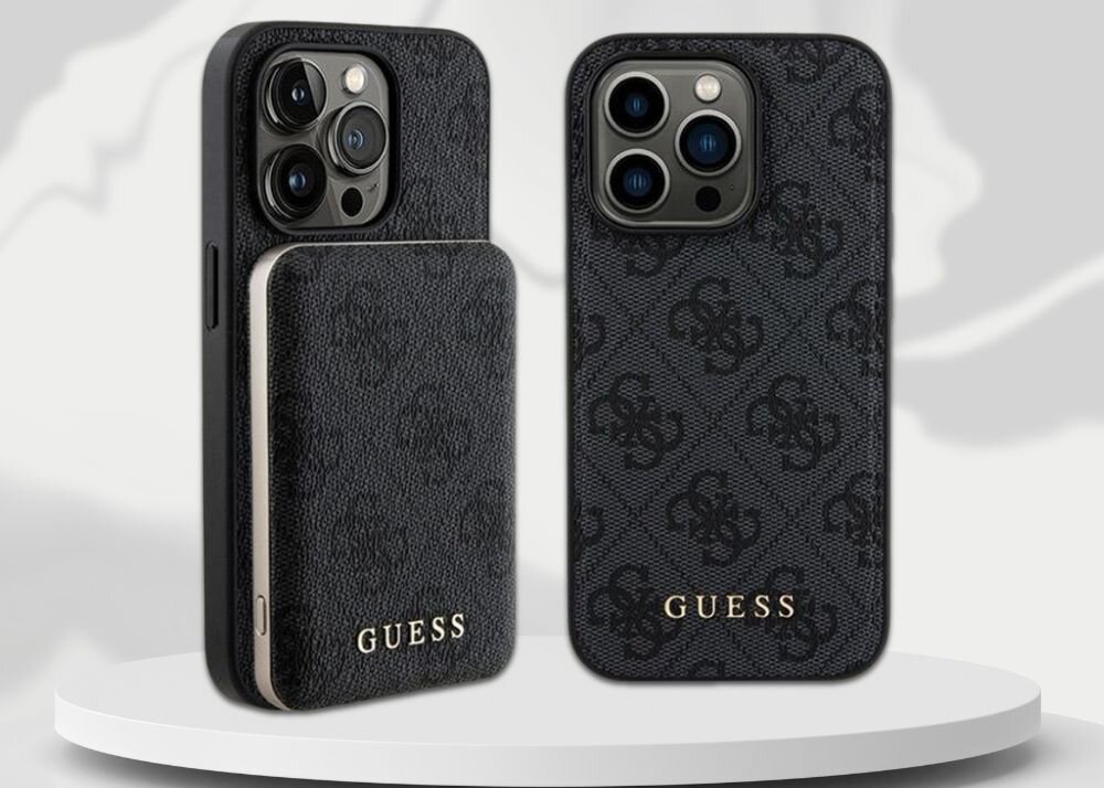 Etui GUESS 4G Metal Logo + powerbank ochrona ladowanie styl funkcjonalnosc telefon smartfon guess top marka ekskluzywnosc
