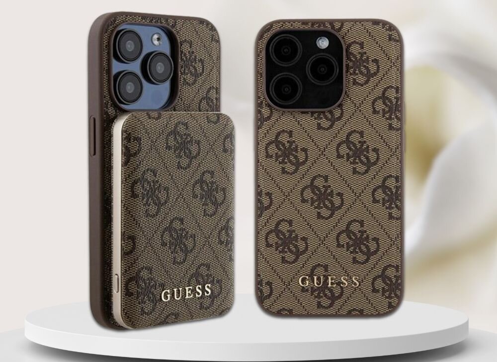 Etui GUESS 4G Metal Logo + powerbank ochrona ladowanie styl funkcjonalnosc telefon smartfon guess top marka ekskluzywnosc
